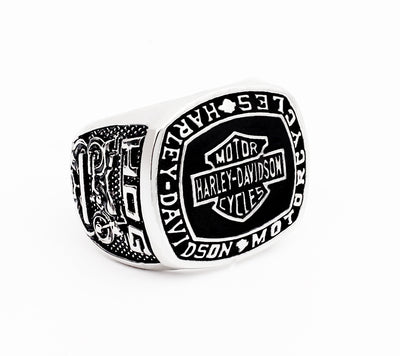 Harley Hog Black Face Biker Ring