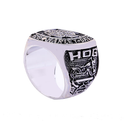 Harley Hog Black Face Biker Ring