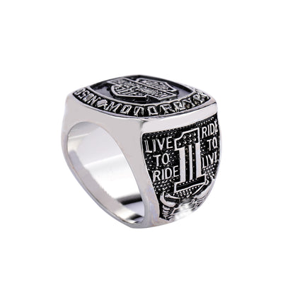 Harley Hog Black Face Biker Ring