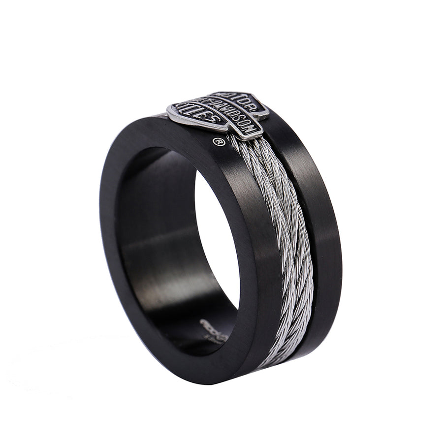 Black Stainless Harley Ring